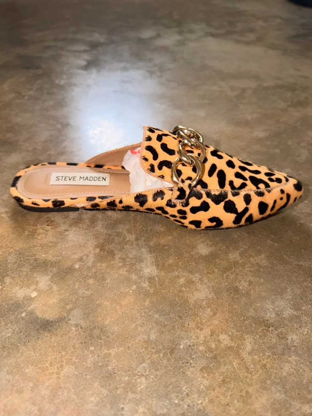 Steve Madden Leopard-Print Pointed Mule with Gold Chain - Size 6.5 - NWOT - Picture 10 of 15